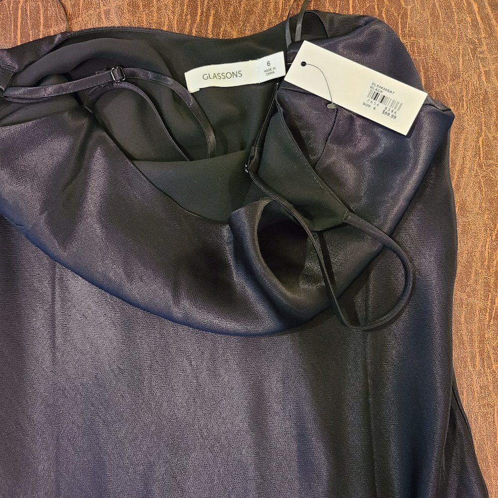 Satin Black Slip Dress Size US 2 NWT never worn